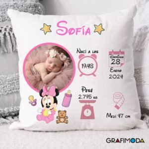 Cojín personalizado papa bebés de Minnie Mouse